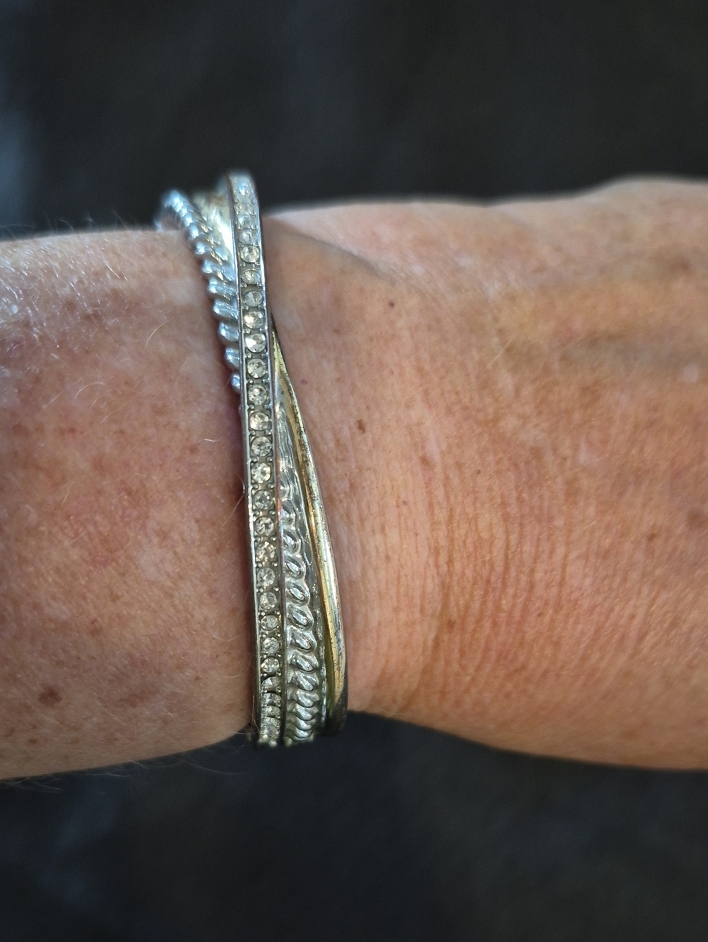 Silver Crystal Wrapped Multi-Row Bracelet